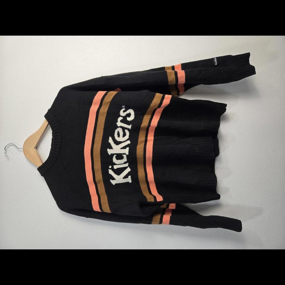 Kickers Classic Black Sweater jumper with Logo Stripes small